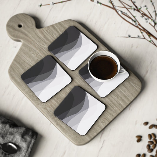 Set of 4 Coasters Decorative Gradient Design Black and White Coaster Set