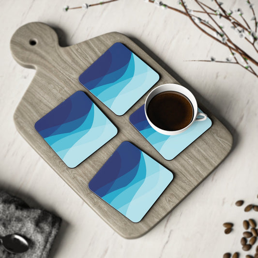 Set of 4 Coasters Decorative Gradient Design Blue Set