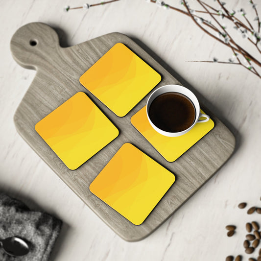 Set of 4 Coasters Decorative Gradient Design Yellow Coaster Set