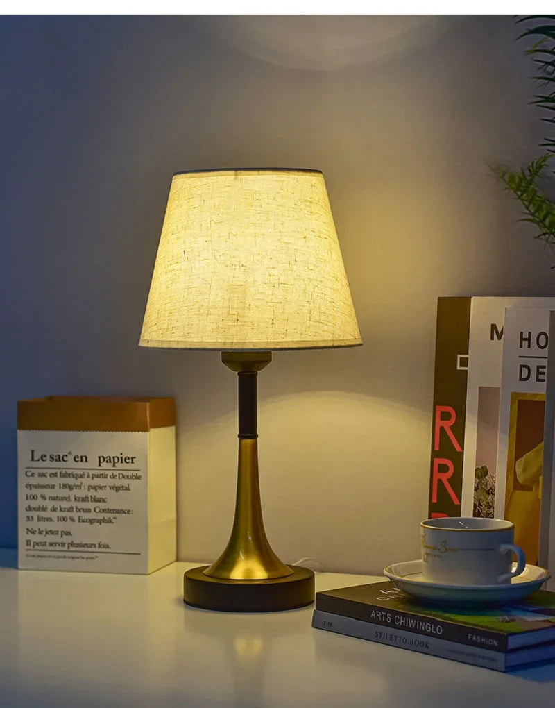 Lampshade, Vintage Pleated Table Lamp, Table Light, Bedside & Living room, USB, LED